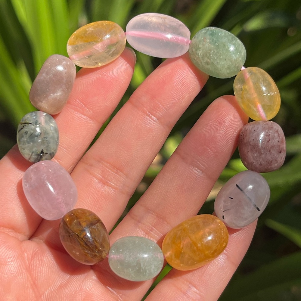 12.5mm stretchable multi‎ gem stone bracelet